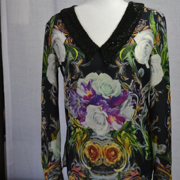 Clover Canyon Embellished Open-Back Floral Print Top – Size S - Picture 1 of 5